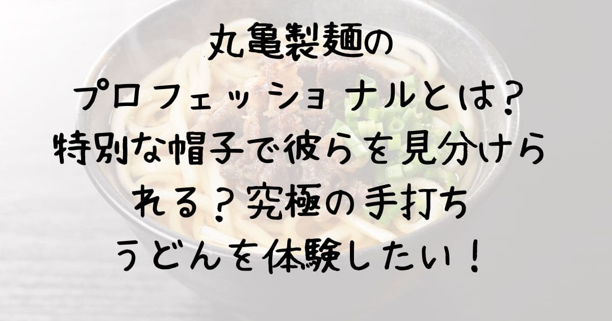 丸亀製麺のプロフェッショナルとは？特別な帽子で彼らを見分けられる？究極の手打ちうどんを体験したい！